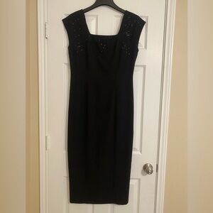 Marianna Elegant Black Beaded Ankle Length Fully Lined Dress Size 10